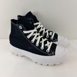 Converse Chuck Taylor All Star Lugged Hi Black White Platform Sneakers Women 7